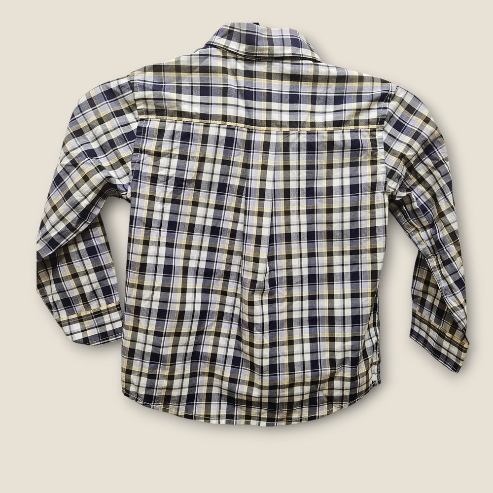 Janie and Jack Boys Plaid Poplin Button Down Long Sleeve Shirt Size 3 Kids